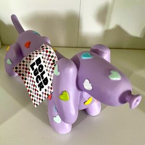 Cutest Purple with colorful hearts Balloon Dachshund Dog large ceramic statue